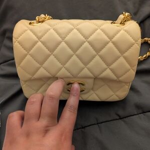 Luxury Quilted Cream Crossbody Bag with Gold Hardware